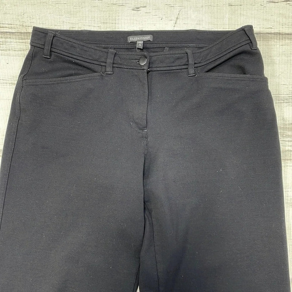 Eileen Fisher Pants Black Stretchy Straight Leg Mid Rise Size Medium - Picture 5 of 11